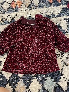 Nanette Lepore Burgundy Sequin Jacket